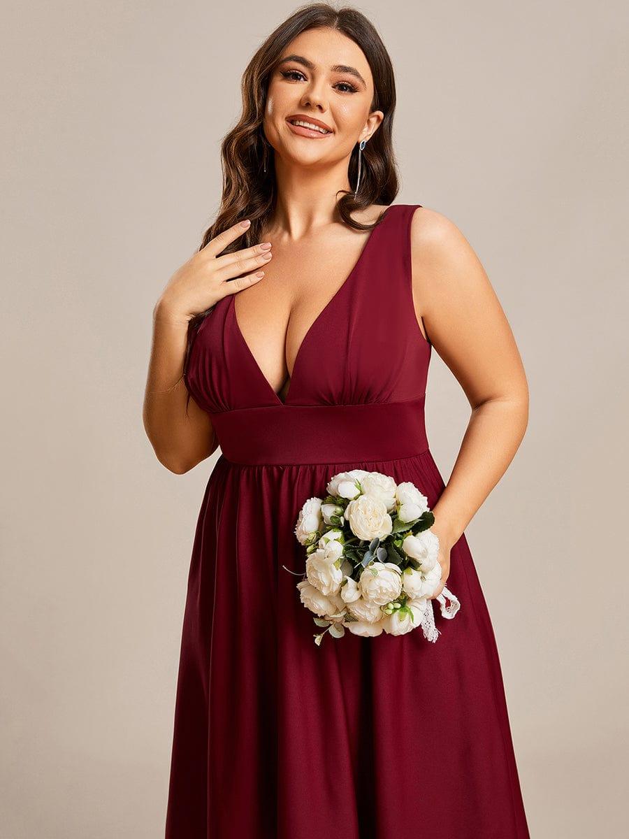 Robe Demoiselle d'honneur Taille Empire Sans Manches Haute-basse Grande Taille #Couleur_Bleu Marine Robe Demoiselle d'honneur Taille Empire Sans Manches Haute-basse Grande Taille