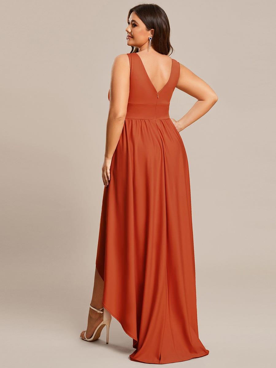 Robe Demoiselle d'honneur Taille Empire Sans Manches Haute-basse Grande Taille #Couleur_Bleu Marine Robe Demoiselle d'honneur Taille Empire Sans Manches Haute-basse Grande Taille