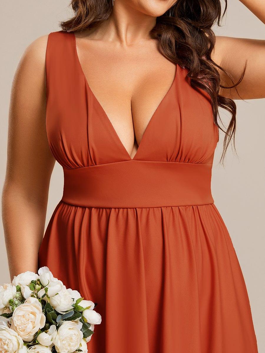 Robe Demoiselle d'honneur Taille Empire Sans Manches Haute-basse Grande Taille #Couleur_Bleu Marine Robe Demoiselle d'honneur Taille Empire Sans Manches Haute-basse Grande Taille