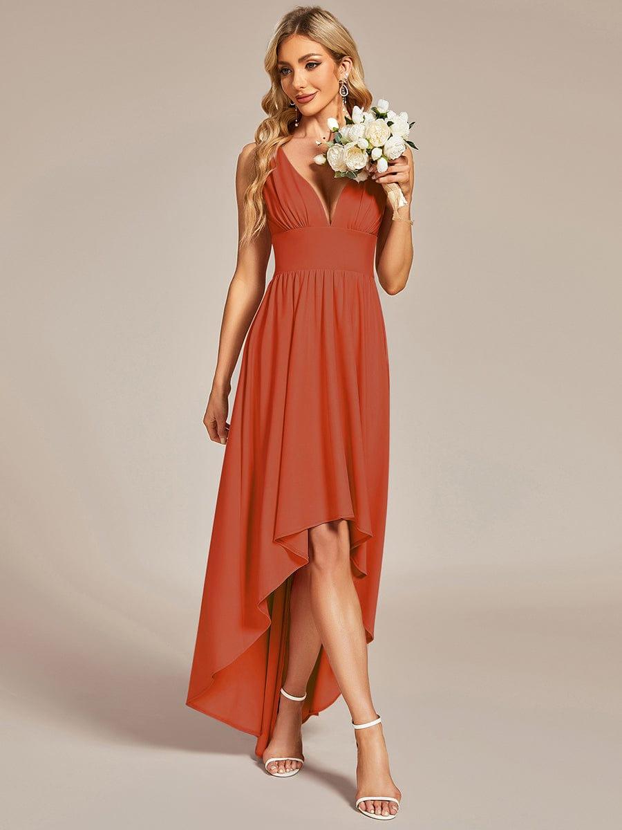 Robe Demoiselle d'honneur élégante Taille Empire Sans Manches #Couleur_Burnt Orange