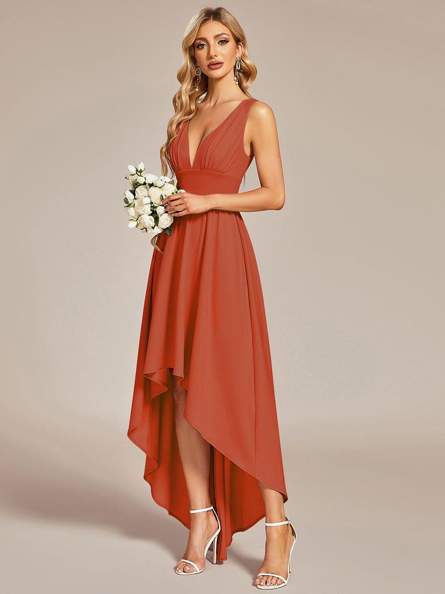Robe Demoiselle d'honneur élégante Taille Empire Sans Manches #Couleur_Burnt Orange