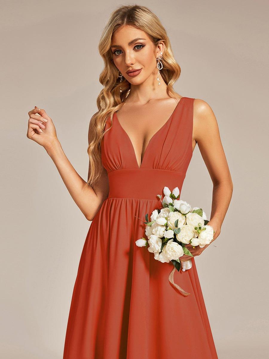Robe Demoiselle d'honneur élégante Taille Empire Sans Manches #Couleur_Burnt Orange