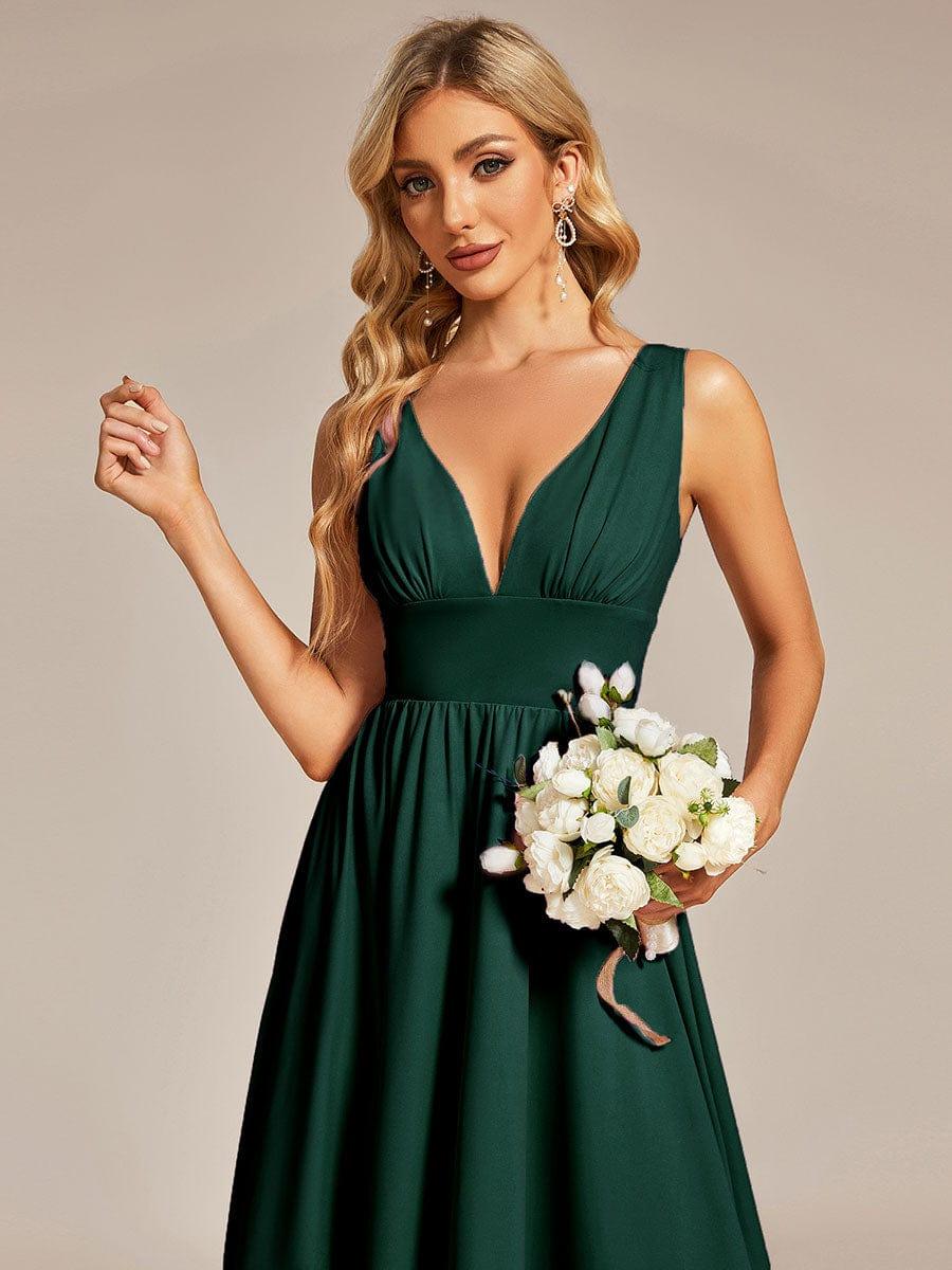 Robe Demoiselle d'honneur élégante Taille Empire Sans Manches #Couleur_Vert Fonce