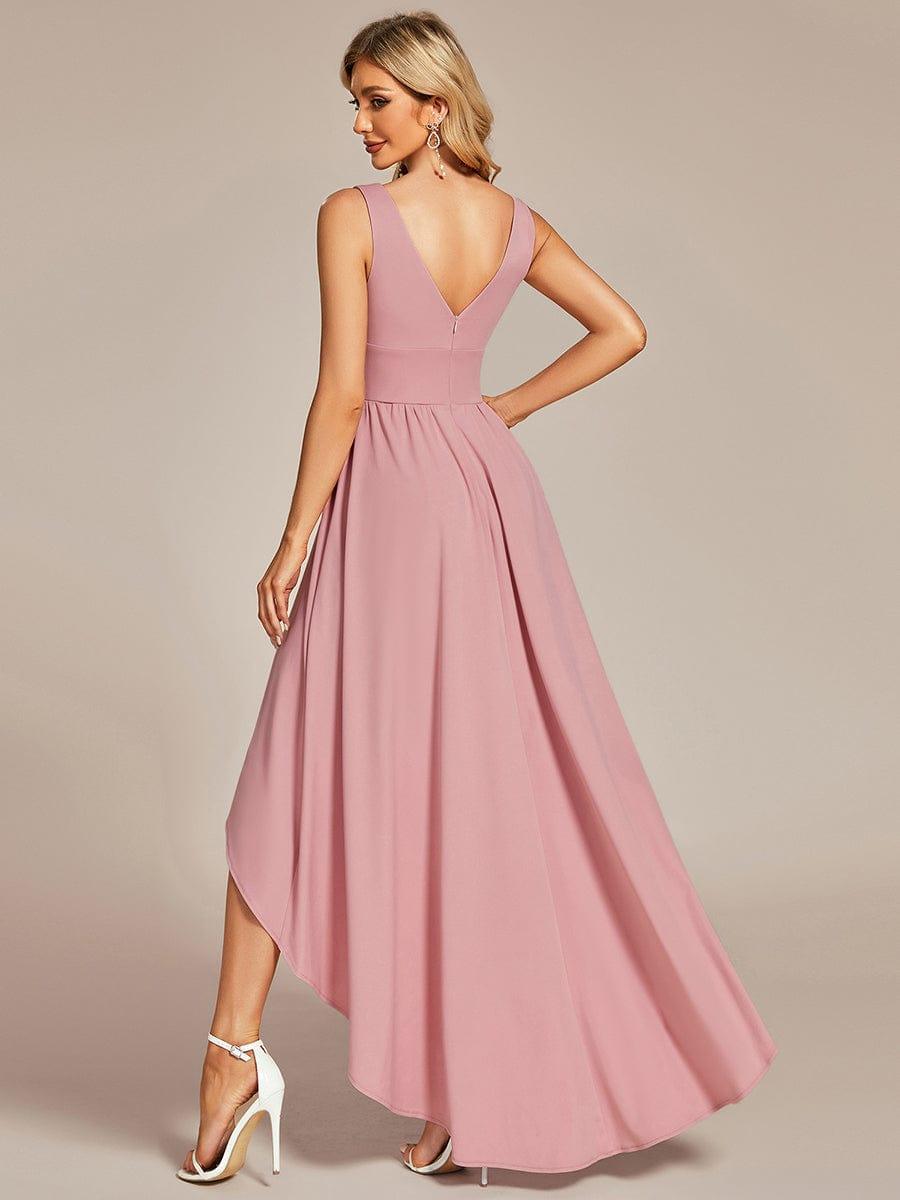 Robe Demoiselle d'honneur élégante Taille Empire Sans Manches #Couleur_Rose fumee