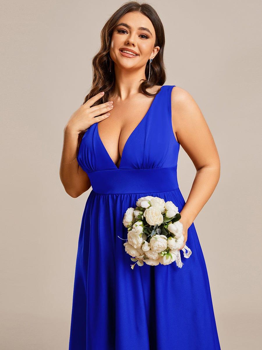 Robe mariage invitée élégante Taille Empire Sans Manches #Couleur_Bleu Saphir Robe mariage invitée élégante Taille Empire Sans Manches