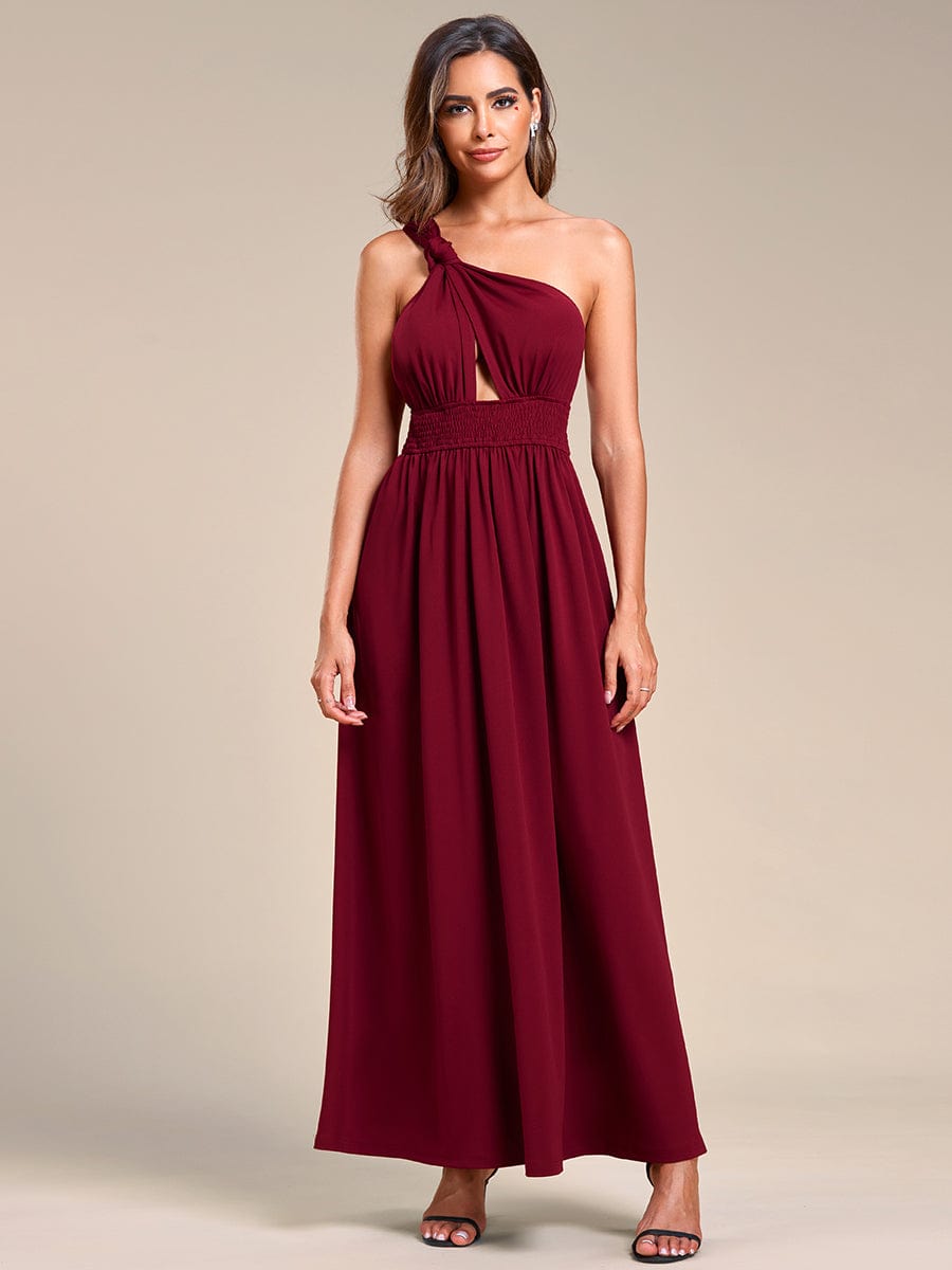 Robe demoiselle d'honneur dos nu convertible à licou et taille élastique #Couleur_Bordeaux Robe demoiselle d'honneur dos nu convertible à licou et taille élastique