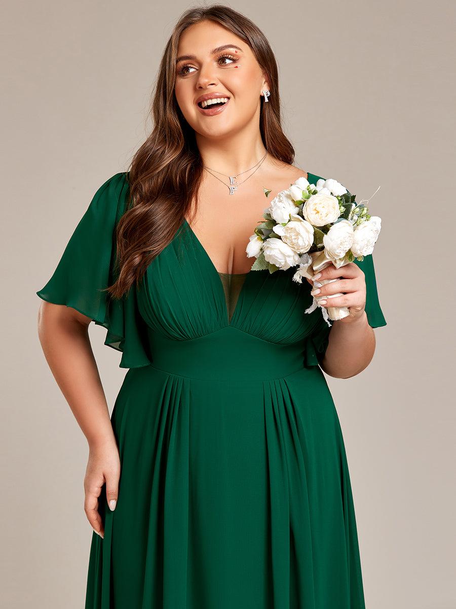 Robe de demoiselle d'honneur longue en mousseline de soie simple manches courtes taille empire ligne a grande taille #Couleur_Noir Robe de demoiselle d'honneur longue en mousseline de soie simple manches courtes taille empire ligne a grande taille