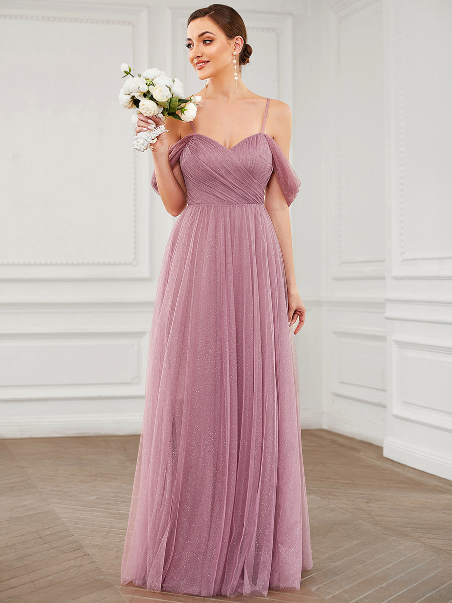 Taille Personnalisée Robe demoiselle d'honneur Tulle Bretelles fines #Couleur_Orchidee Taille Personnalisée Robe demoiselle d'honneur Tulle Bretelles fines