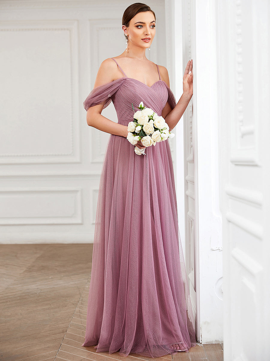 Taille Personnalisée Robe demoiselle d'honneur Tulle Bretelles fines #Couleur_Orchidee Taille Personnalisée Robe demoiselle d'honneur Tulle Bretelles fines