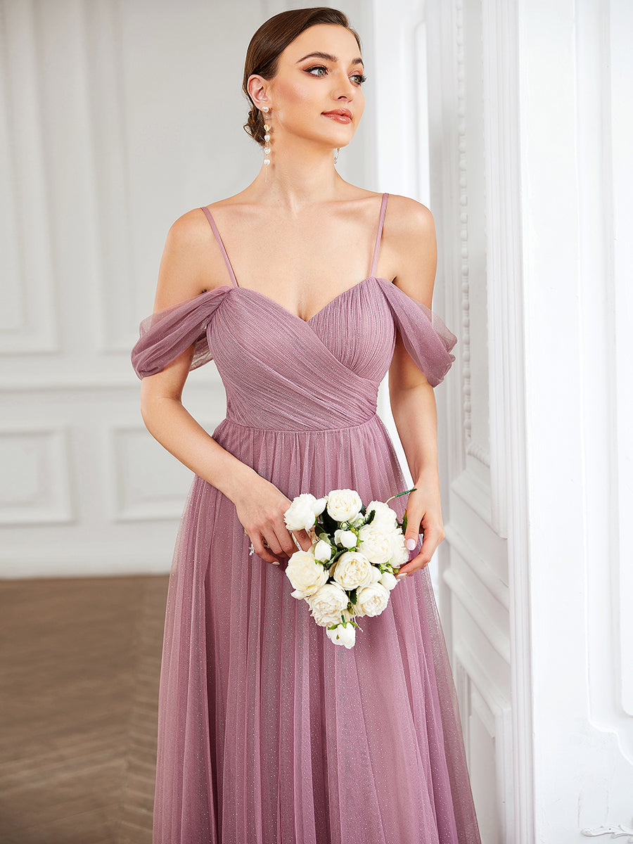 Taille Personnalisée Robe demoiselle d'honneur Tulle Bretelles fines #Couleur_Orchidee Taille Personnalisée Robe demoiselle d'honneur Tulle Bretelles fines