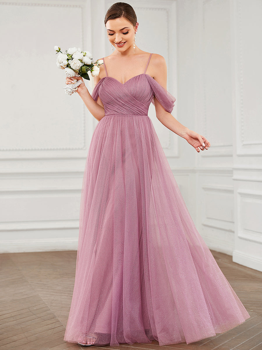 Taille Personnalisée Robe demoiselle d'honneur Tulle Bretelles fines #Couleur_Orchidee Taille Personnalisée Robe demoiselle d'honneur Tulle Bretelles fines