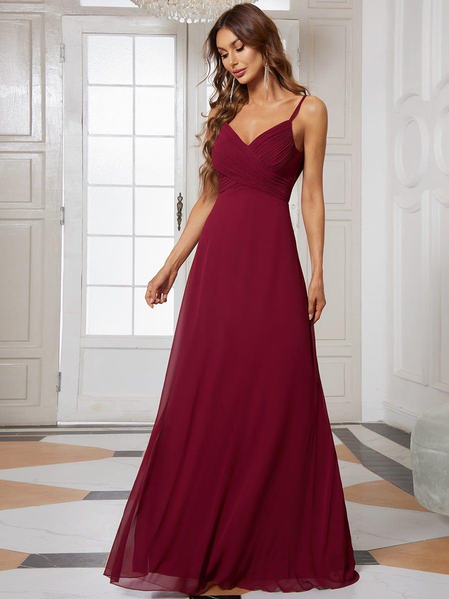 Taille personnalisée Robe demoiselle d'honneur drapée au dos décolleté en cœur #Couleur_Bordeaux