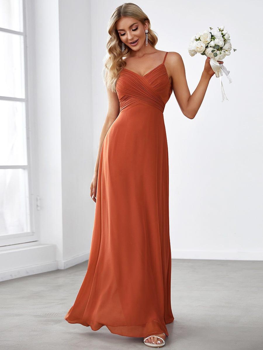 Robe de demoiselle d'honneur drapée au dos avec décolleté en cœur #Couleur_Burnt Orange