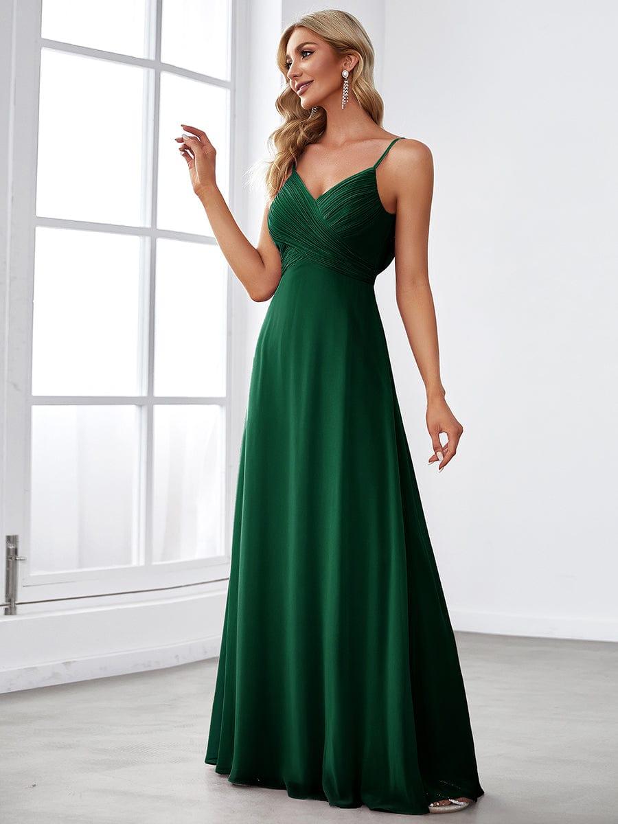 Robe de demoiselle d'honneur drapée au dos avec décolleté en cœur #Couleur_Vert Fonce
