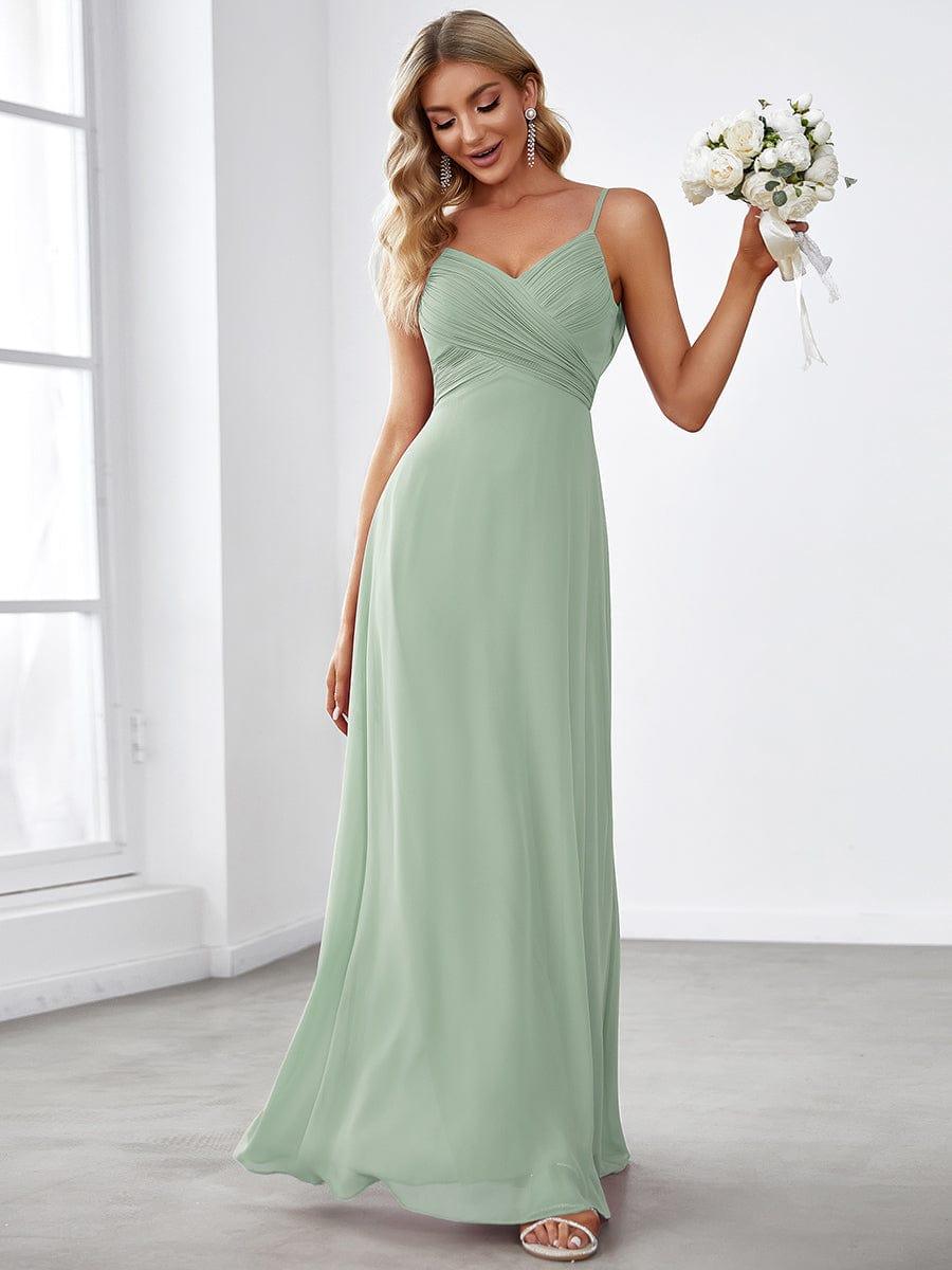 Robe de demoiselle d'honneur drapée au dos avec décolleté en cœur #Couleur_Menthe Verte