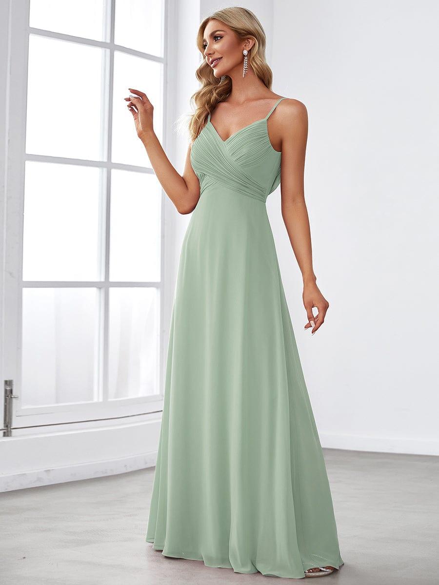 Robe de demoiselle d'honneur drapée au dos avec décolleté en cœur #Couleur_Menthe Verte