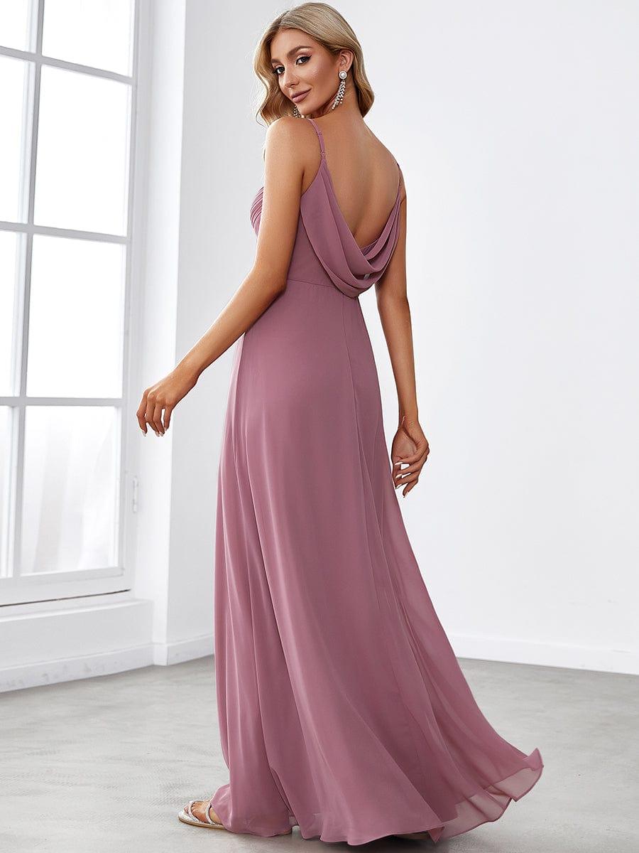 Taille personnalisée Robe demoiselle d'honneur drapée au dos décolleté en cœur #Couleur_Rose Taille personnalisée Robe demoiselle d'honneur drapée au dos décolleté en cœur