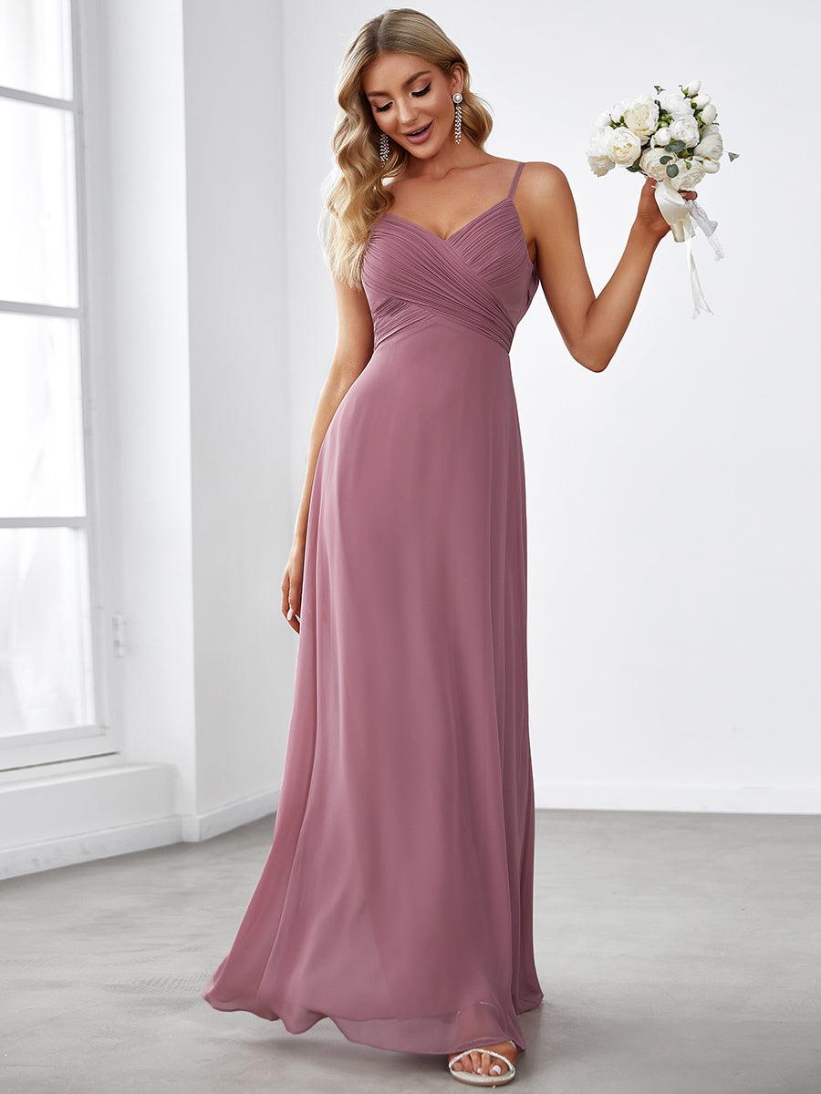 Robe de demoiselle d'honneur drapée au dos avec décolleté en cœur #Couleur_Orchidee