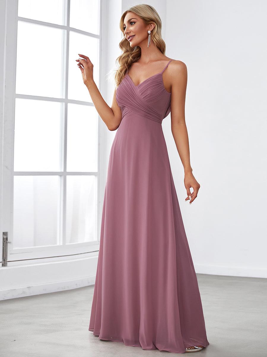 Robe de demoiselle d'honneur drapée au dos avec décolleté en cœur #Couleur_Orchidee