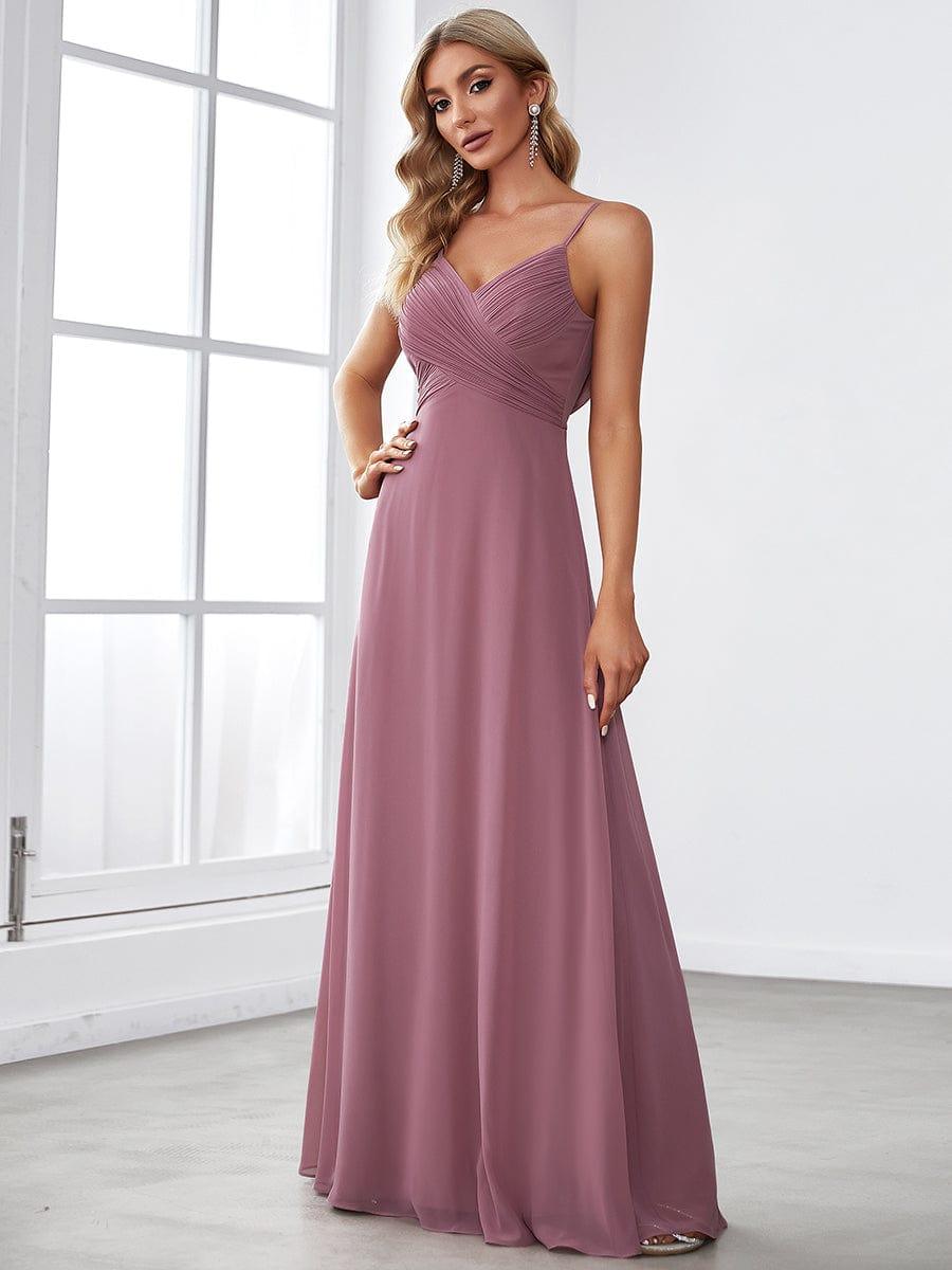 Taille personnalisée Robe demoiselle d'honneur drapée au dos décolleté en cœur #Couleur_Rose Taille personnalisée Robe demoiselle d'honneur drapée au dos décolleté en cœur