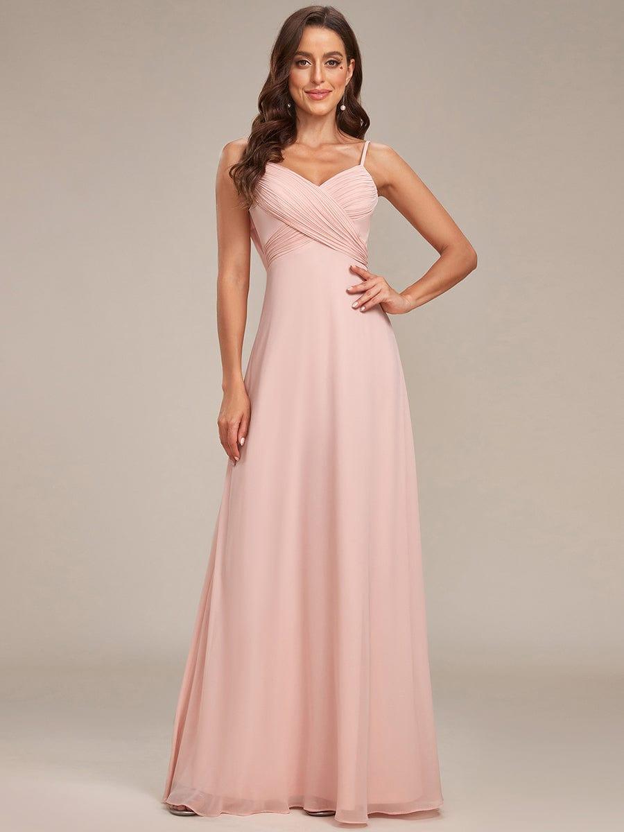 Robe de demoiselle d'honneur drapée au dos avec décolleté en cœur #Couleur_Rose