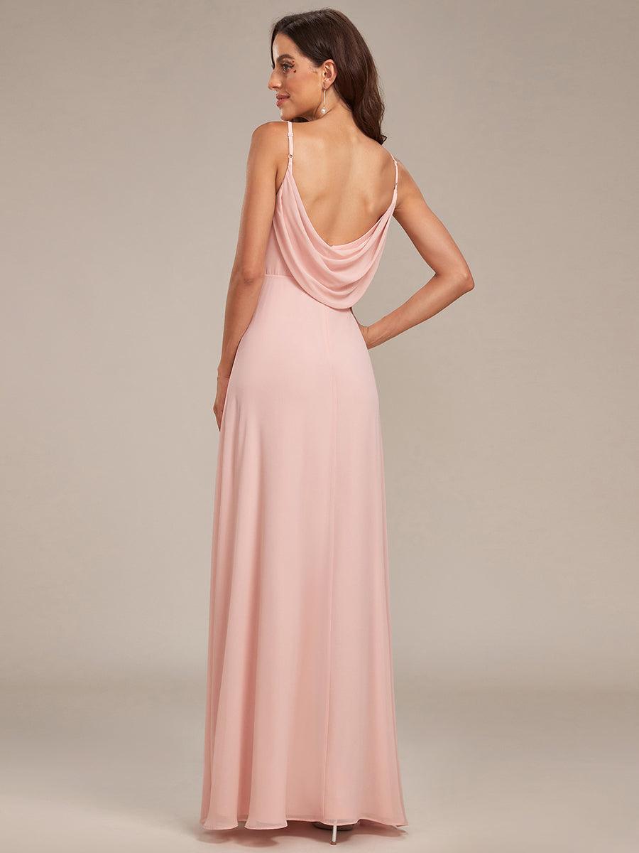 Taille personnalisée Robe demoiselle d'honneur drapée au dos décolleté en cœur #Couleur_Rose Taille personnalisée Robe demoiselle d'honneur drapée au dos décolleté en cœur
