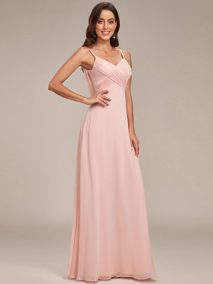 Robe de demoiselle d'honneur drapée au dos avec décolleté en cœur #Couleur_Rose