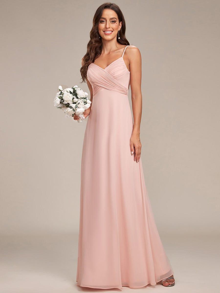 Robe de demoiselle d'honneur drapée au dos avec décolleté en cœur #Couleur_Rose
