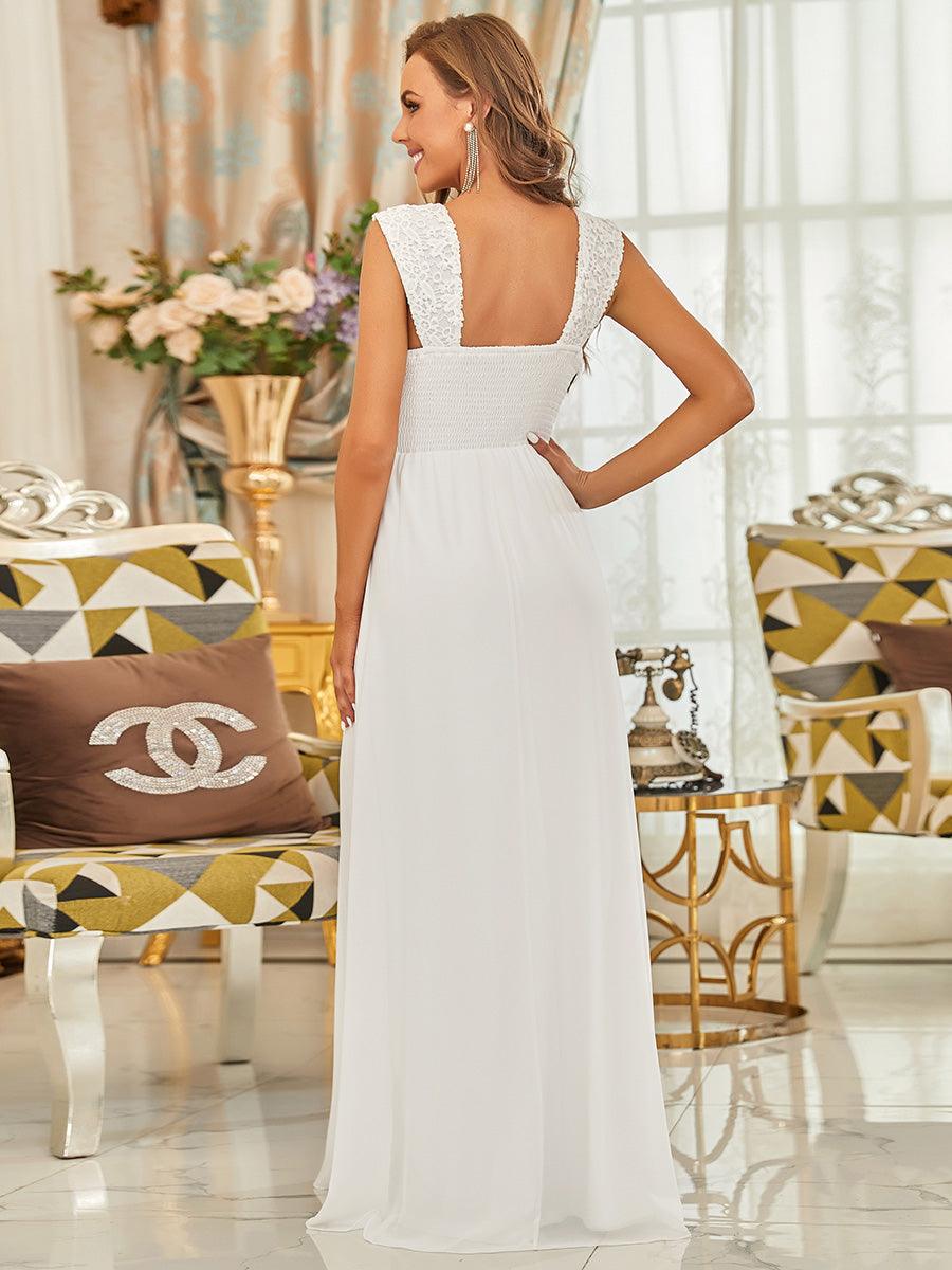Robe de Demoiselle D'Honneur Trapèze Chiffon avec Corsage en Dentelle #Couleur_Blush Robe de Demoiselle D'Honneur Trapèze Chiffon avec Corsage en Dentelle