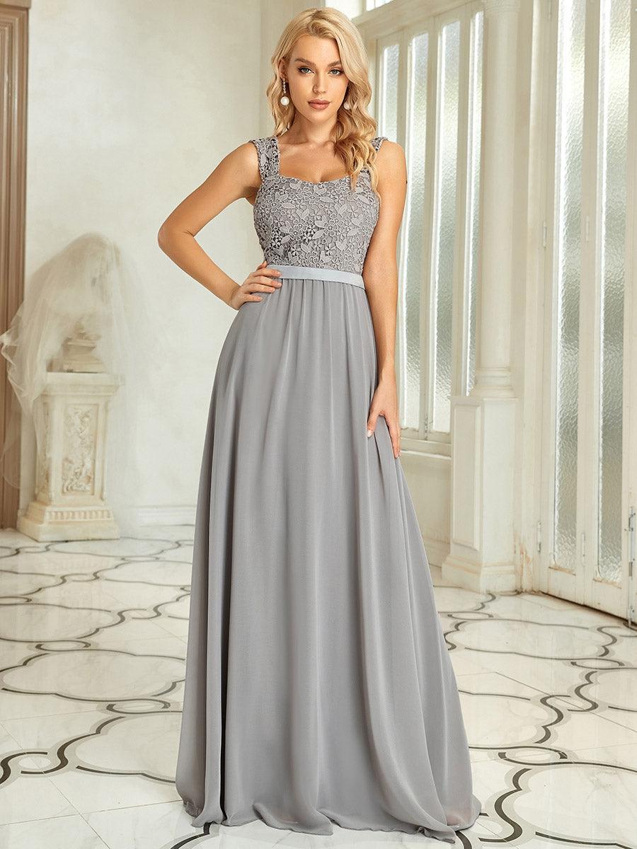 Robe de Demoiselle D'Honneur Trapèze Chiffon avec Corsage en Dentelle #Couleur_Blush Robe de Demoiselle D'Honneur Trapèze Chiffon avec Corsage en Dentelle