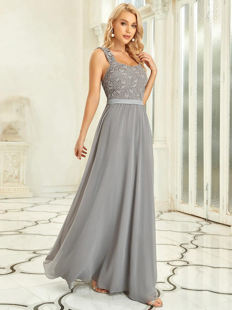 Robe de Demoiselle D'Honneur Trapèze Chiffon avec Corsage en Dentelle #Couleur_Blush Robe de Demoiselle D'Honneur Trapèze Chiffon avec Corsage en Dentelle