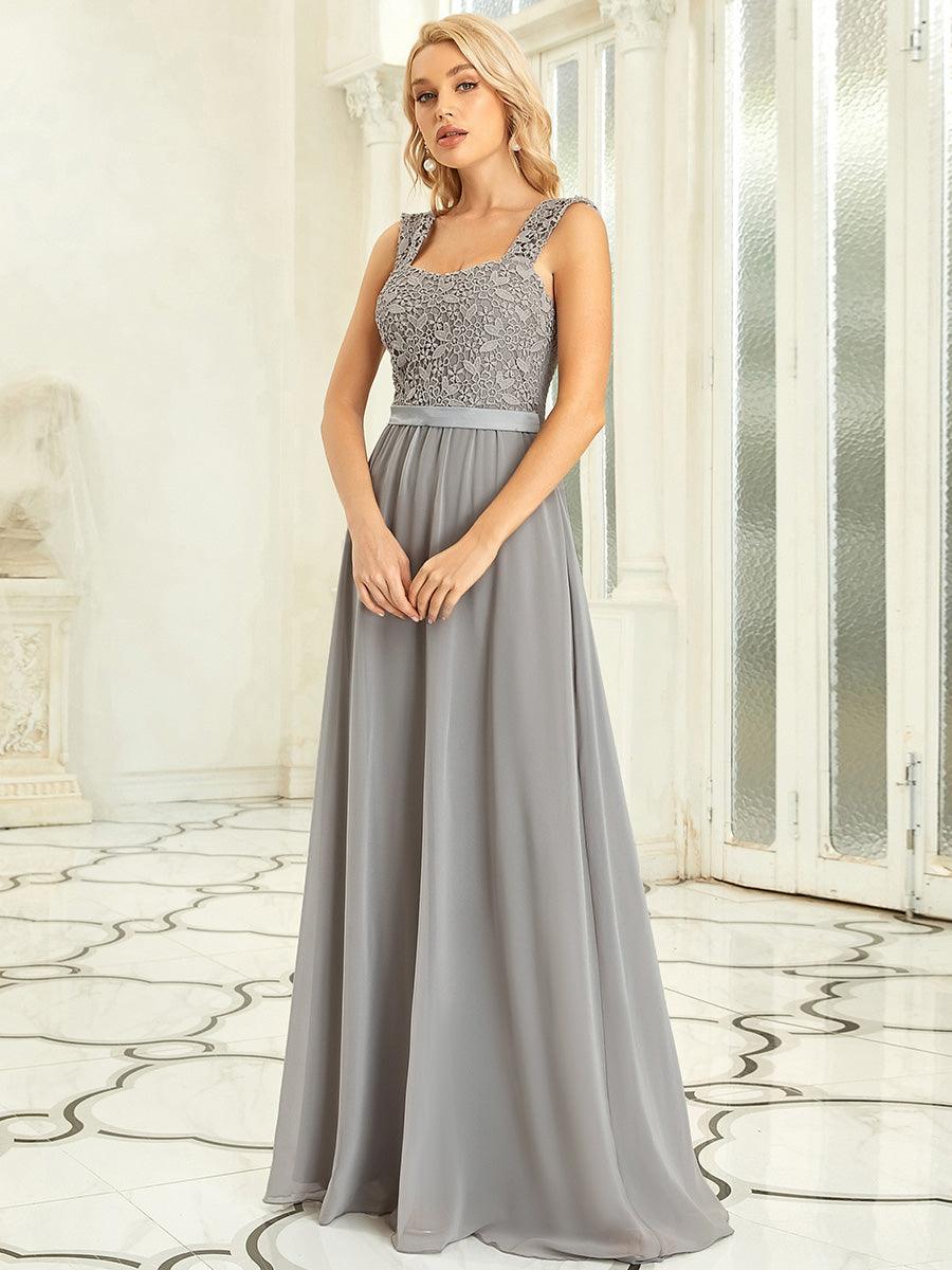 Robe de Demoiselle D'Honneur Trapèze Chiffon avec Corsage en Dentelle #Couleur_Blush Robe de Demoiselle D'Honneur Trapèze Chiffon avec Corsage en Dentelle