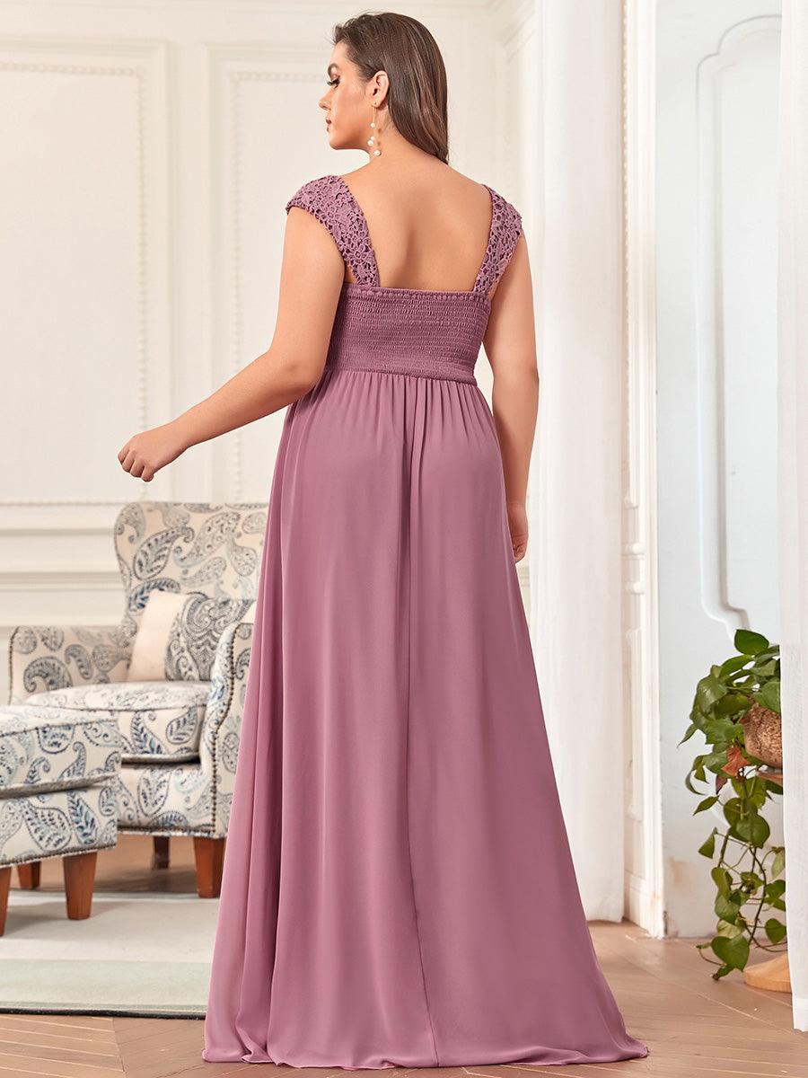 Robe de Demoiselle D'Honneur Trapèze Chiffon avec Corsage en Dentelle #Couleur_Blush Robe de Demoiselle D'Honneur Trapèze Chiffon avec Corsage en Dentelle