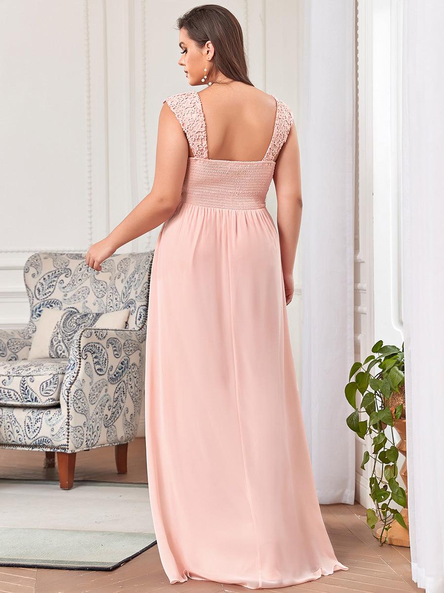 Robe de Demoiselle D'Honneur Trapèze Chiffon avec Corsage en Dentelle #Couleur_Blush Robe de Demoiselle D'Honneur Trapèze Chiffon avec Corsage en Dentelle
