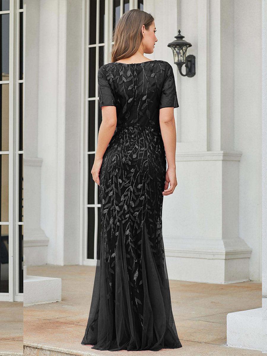 Taille personnalisée robes Longues Sirène en Tulle à Imprimé Floral et Paillettes #couleur_Orchidee Taille personnalisée robes Longues Sirène en Tulle à Imprimé Floral et Paillettes