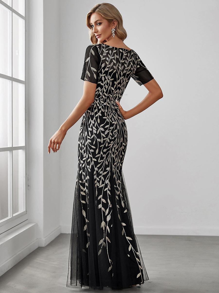 Taille personnalisée robes Longues Sirène en Tulle à Imprimé Floral et Paillettes #couleur_Orchidee Taille personnalisée robes Longues Sirène en Tulle à Imprimé Floral et Paillettes