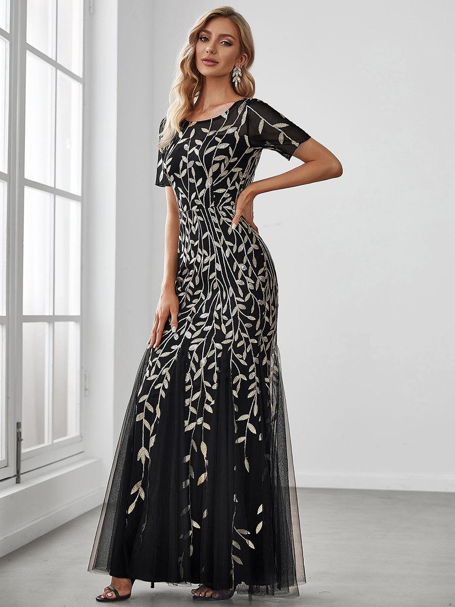 Taille personnalisée robes Longues Sirène en Tulle à Imprimé Floral et Paillettes #couleur_Orchidee Taille personnalisée robes Longues Sirène en Tulle à Imprimé Floral et Paillettes