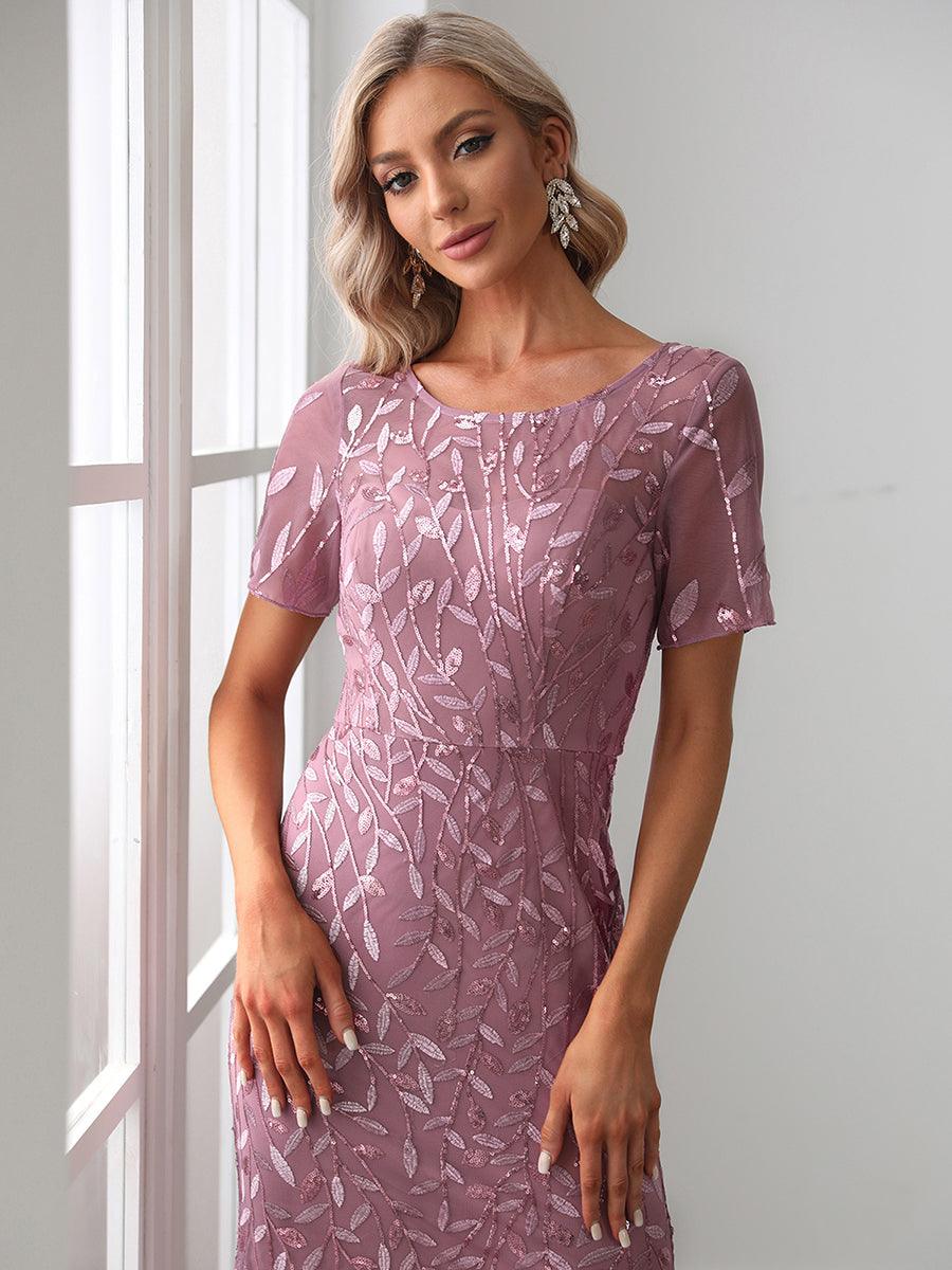 Taille personnalisée robes Longues Sirène en Tulle à Imprimé Floral et Paillettes #couleur_Orchidee Taille personnalisée robes Longues Sirène en Tulle à Imprimé Floral et Paillettes