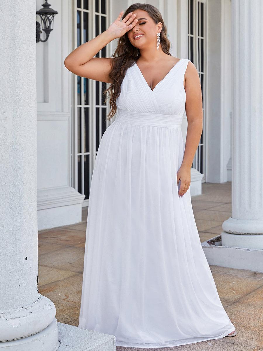 Robe de Soirée Grande Taille Longue Scintillante à Col en V #Couleur_Bordeaux Robe de Soirée Grande Taille Longue Scintillante à Col en V