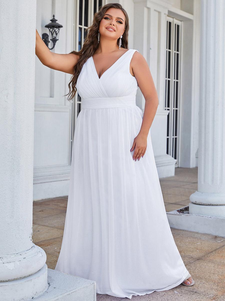 Robe de Soirée Grande Taille Longue Scintillante à Col en V #Couleur_Bordeaux Robe de Soirée Grande Taille Longue Scintillante à Col en V