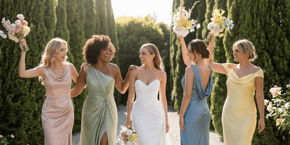 Robes de demoiselle d'honneur : les plus beaux choix en satin, mousseline et organza sur le thème du jardin