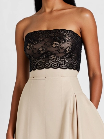 Robe D'invit¨¦ De Mariage En Mousseline De Soie Mi-Longue Pliss¨¦e ¨¤ Manches ¨¤ Volants Et Col En V  #Couleur_Noir