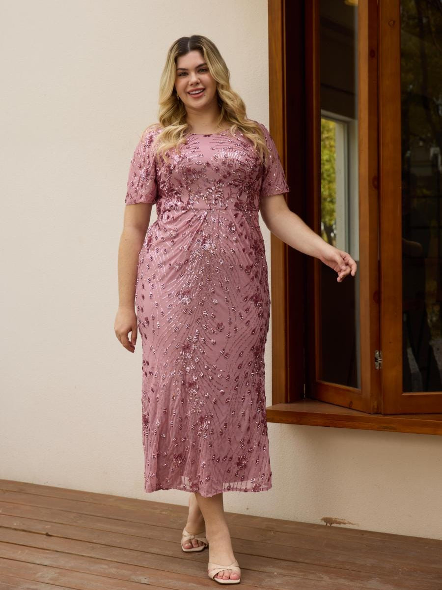 Robe d'invité de mariage trapèze en mousseline fluide à encolure ronde et longueur au genou #Couleur_Orchidee
