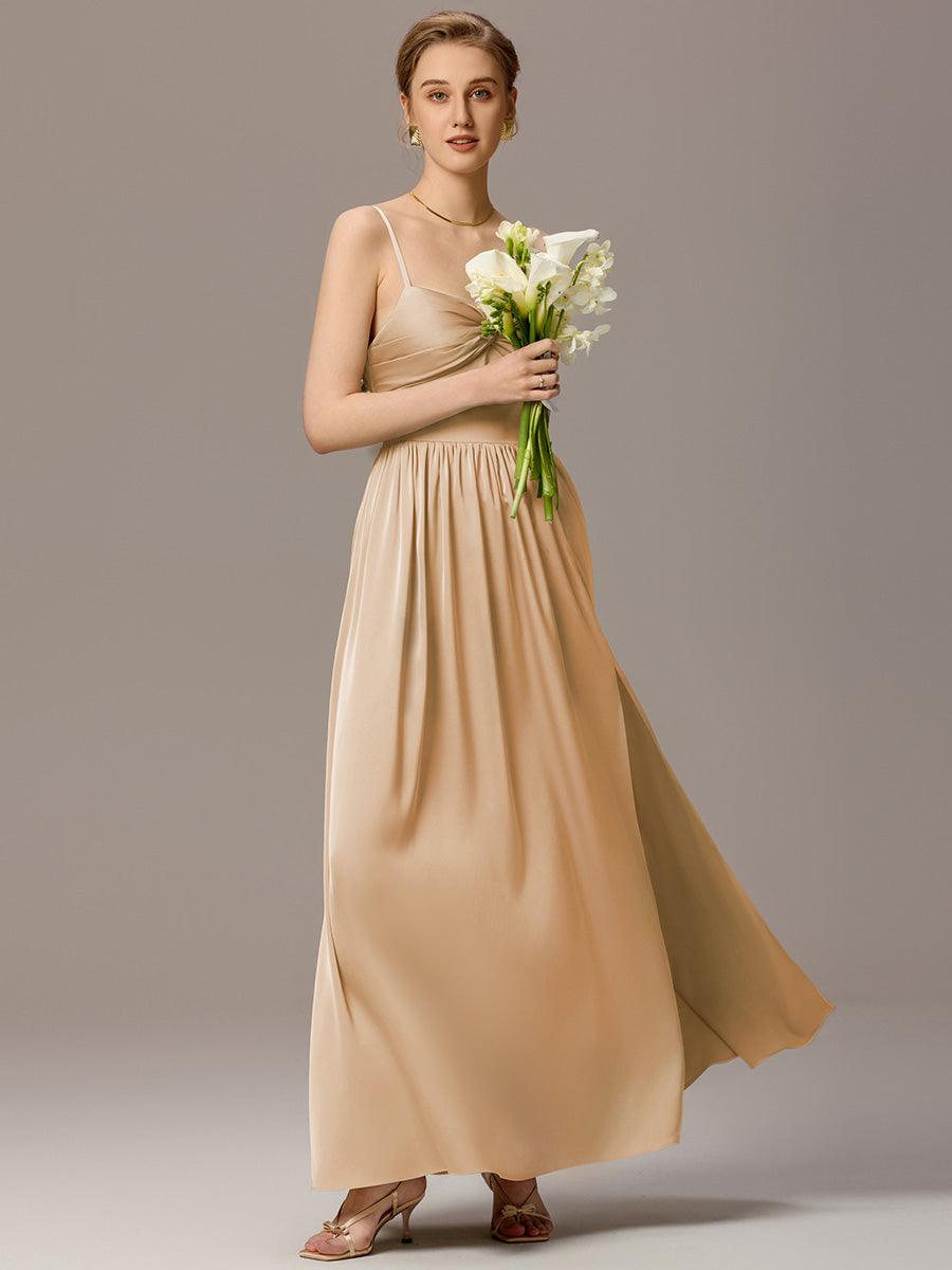 Robe de demoiselle d'honneur sans manches coupe A avec liens creux dans le dos #Couleur_Charbon
