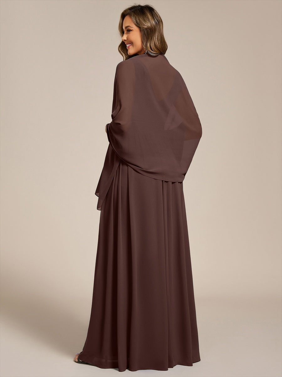 ever CHARLEE | Châle en mousseline élégant pour femme idéal pour une occasion spéciale #Couleur_Marron chocolat