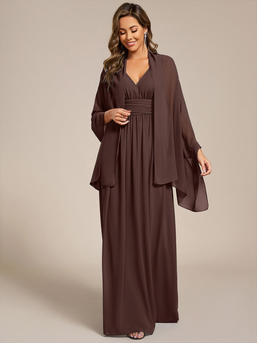 ever CHARLEE | Châle en mousseline élégant pour femme idéal pour une occasion spéciale #Couleur_Marron chocolat