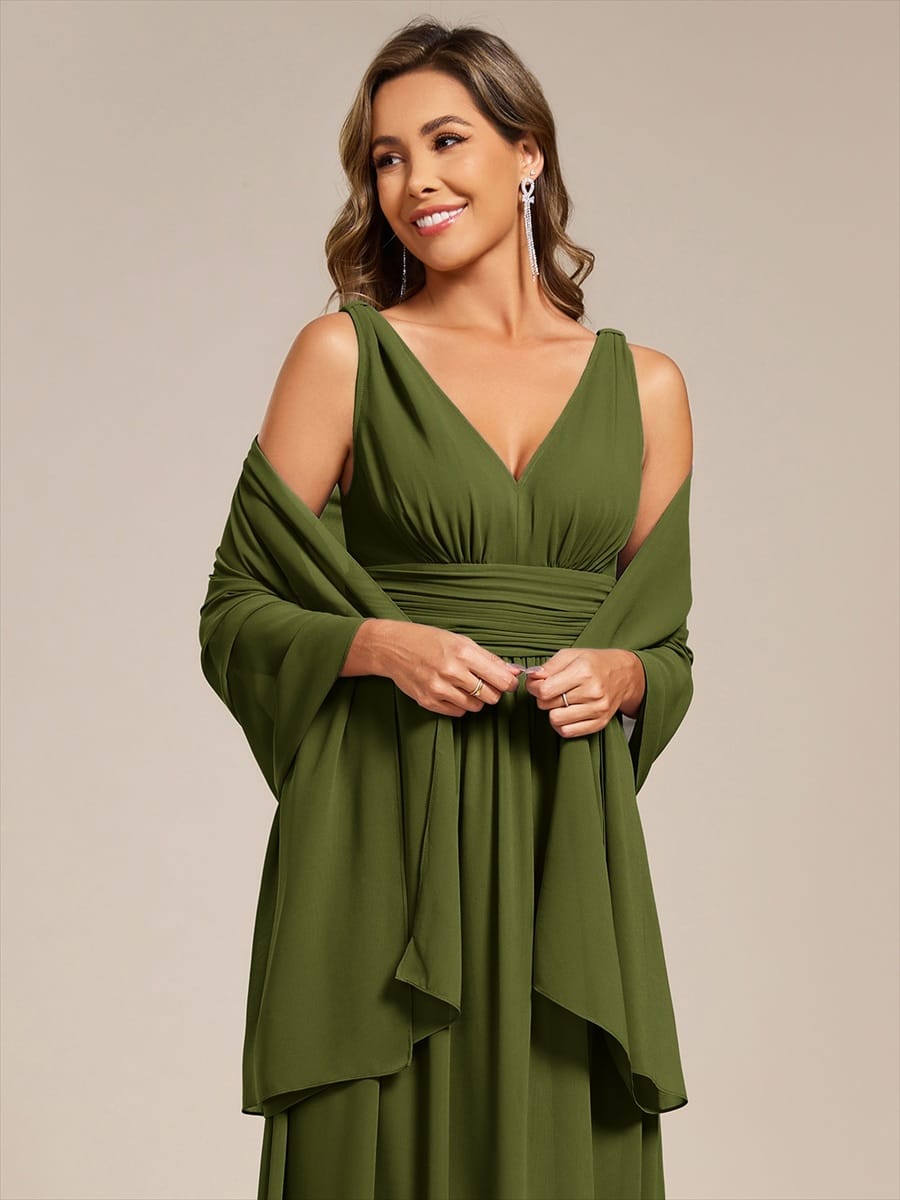 Châle en mousseline élégant pour femme pour une occasion spéciale #couleur_Vert olive