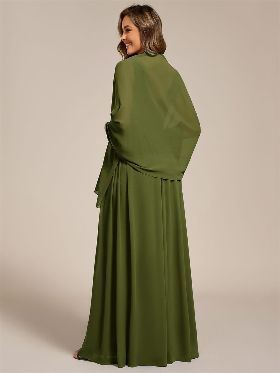 Châle en mousseline élégant pour femme pour une occasion spéciale #couleur_Vert olive