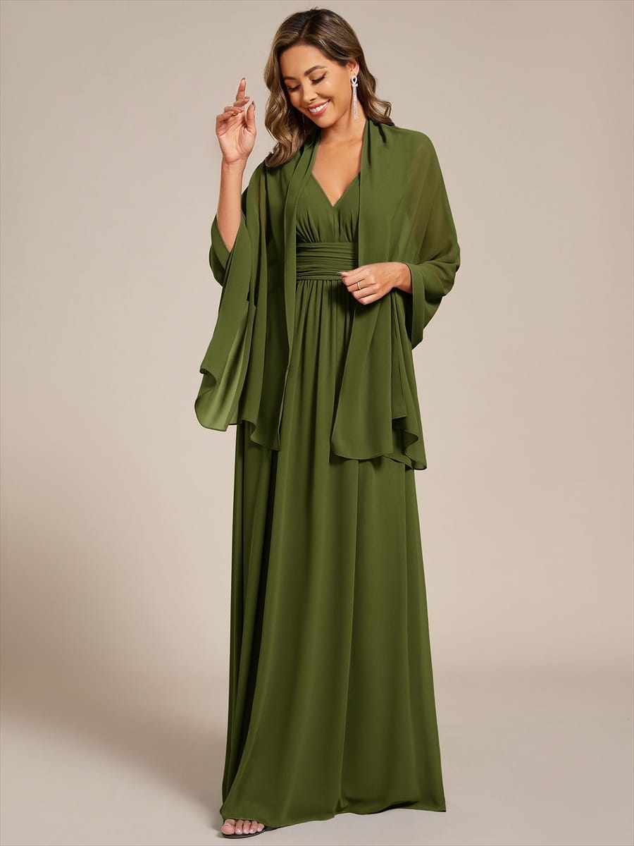 Châle en mousseline élégant pour femme pour une occasion spéciale #couleur_Vert olive