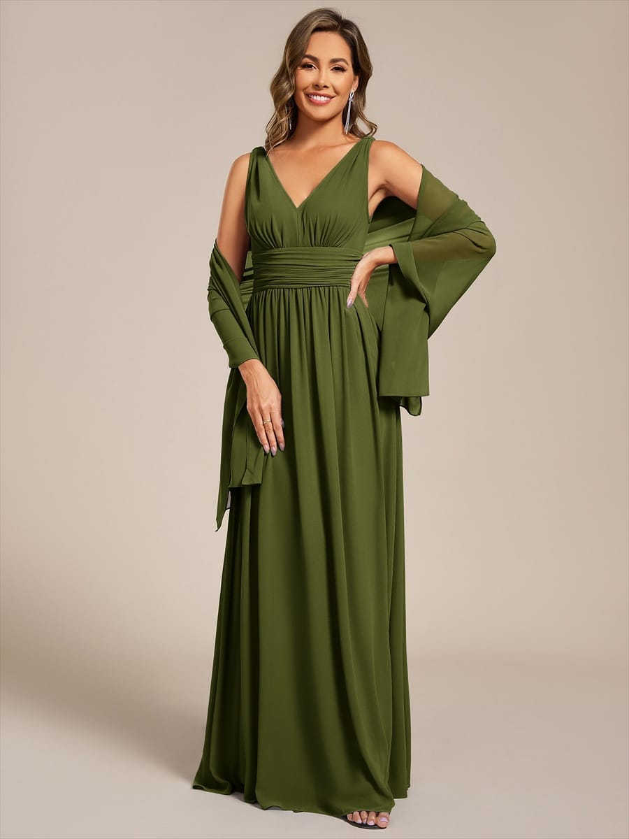 Châle en mousseline élégant pour femme pour une occasion spéciale #couleur_Vert olive